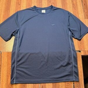 Nike Blue Silver Swoosh Retro Tech Sportswear Running Train Shirt Medium